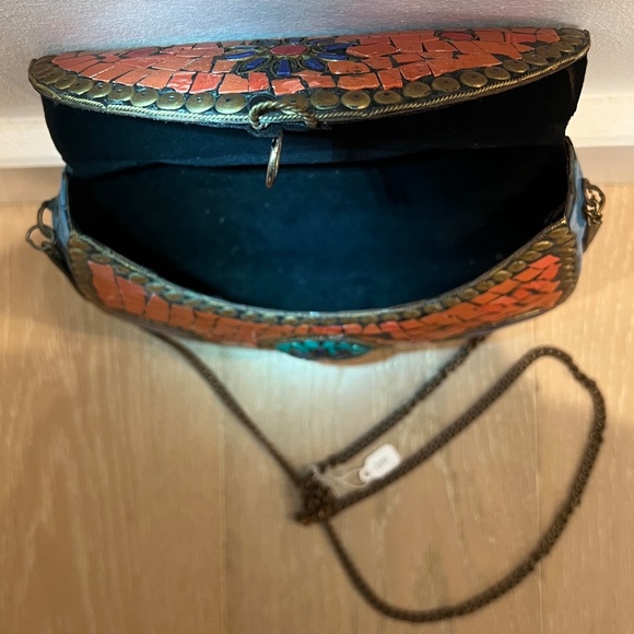 Handmade Mosaic Tile Crossbody Metal Handbag (Red & Blue) - Picture 11 of 11